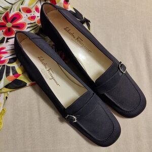 🆕 Salvatore Ferragamo Boutique Low Heel Buckle Black Loafer, Sz 10 4A
